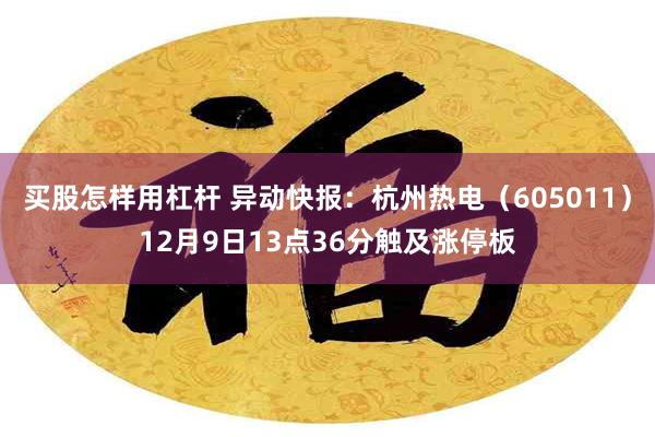 买股怎样用杠杆 异动快报：杭州热电（605011）12月9日13点36分触及涨停板