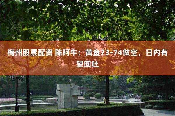 梅州股票配资 陈阿牛：黄金73-74做空，日内有望回吐