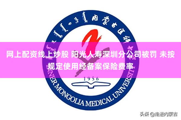 网上配资线上炒股 阳光人寿深圳分公司被罚 未按规定使用经备案保险费率