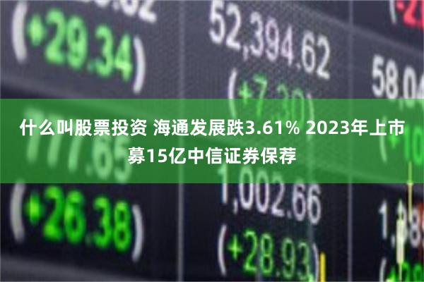 什么叫股票投资 海通发展跌3.61% 2023年上市募15亿中信证券保荐